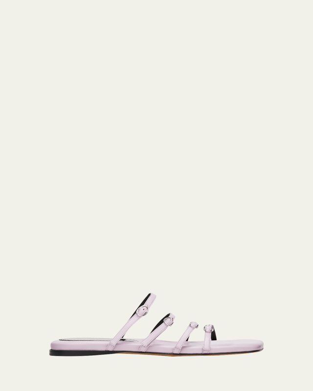 Square Buckle Flat Slide Sandals