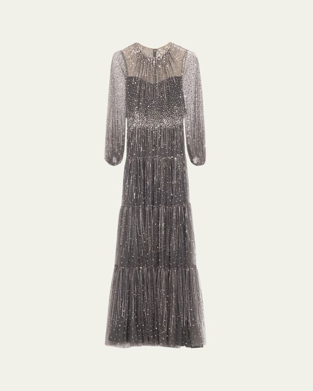 Solar Beaded Crystal Tulle Gown