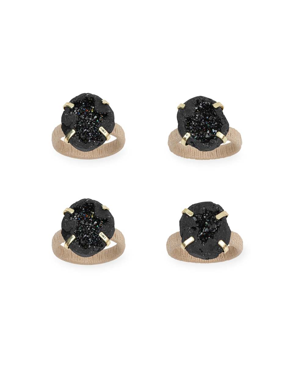Rustic Druzy Napkin Rings, Set of 4