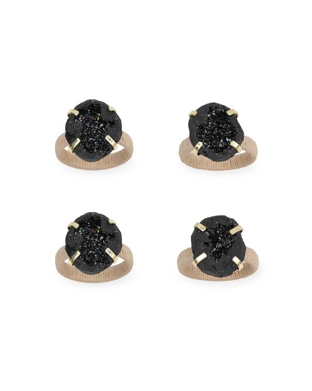 Rustic Druzy Napkin Rings, Set of 4