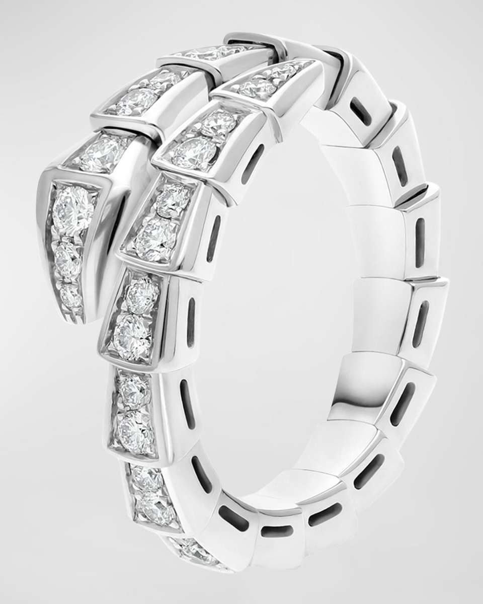 Serpenti Viper 18K White Gold Diamond Bypass Rin