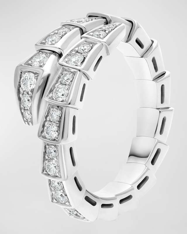 Serpenti Viper 18K White Gold Diamond Bypass Rin