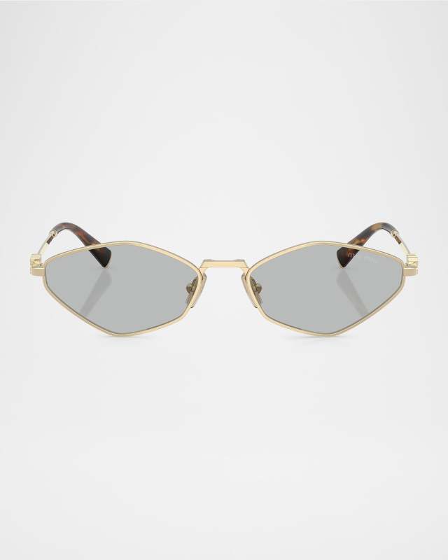 Metal Geometric Oval Sunglasses