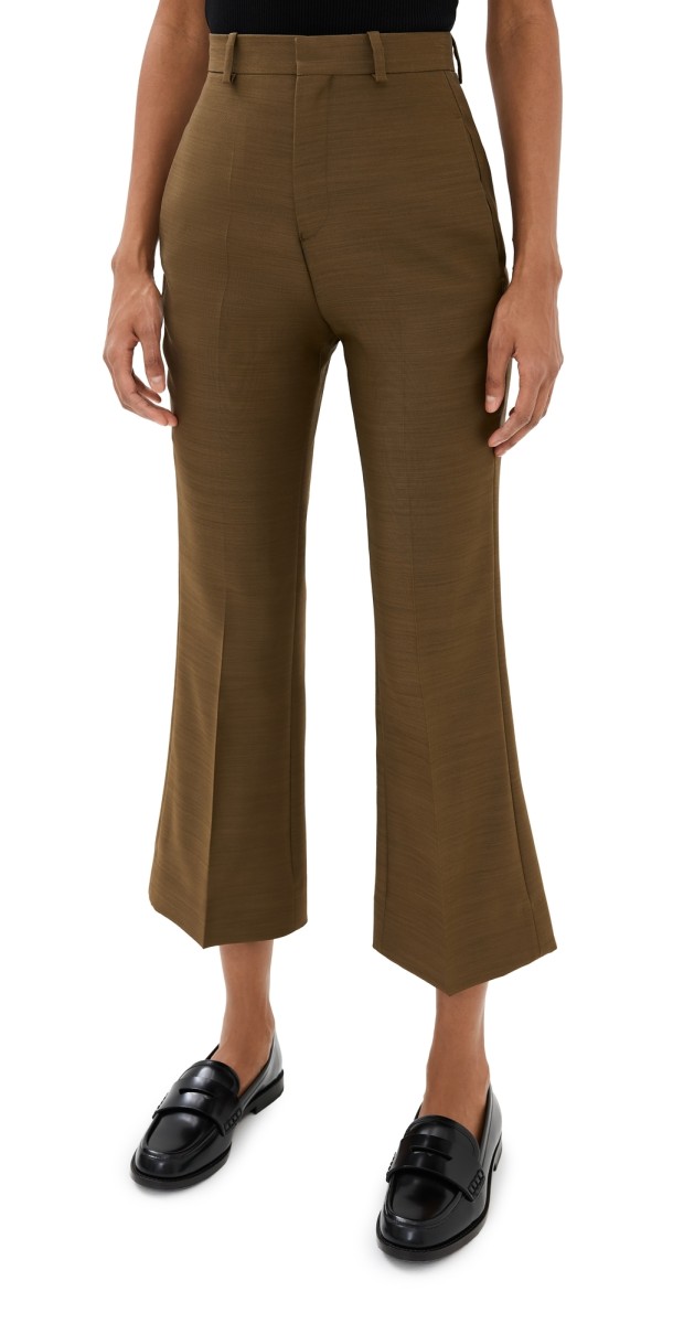 Bite Studios Credo Wool & Silk Bootcut Trousers Moss