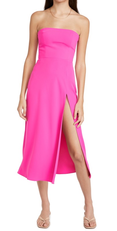 Amanda Uprichard Mandy Midi Dress Hot Pink