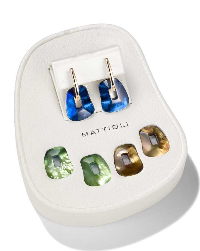 Puzzle Hoop Earrings, Mother-of-Pearl