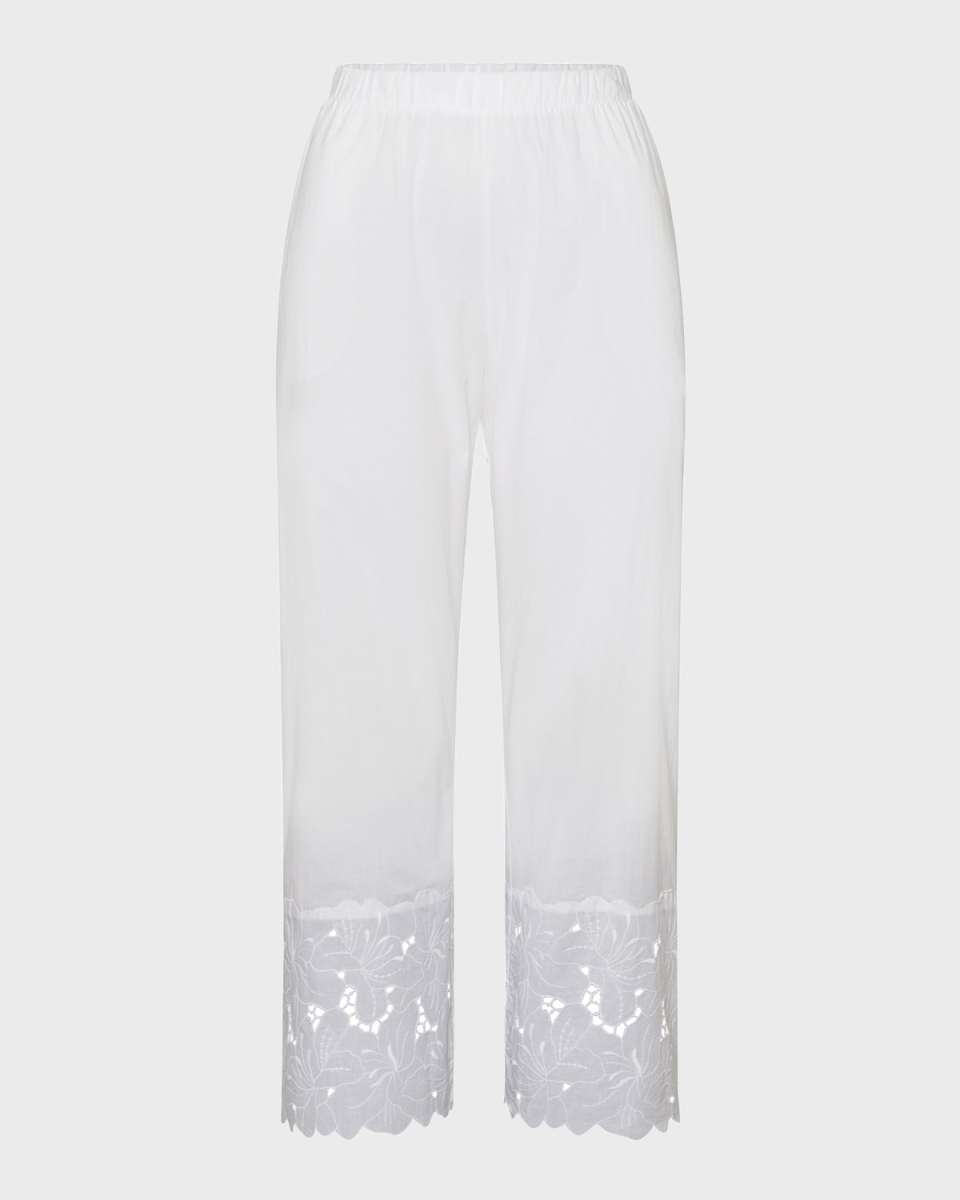 Clara Cropped Floral-Embroidered Cotton Pants