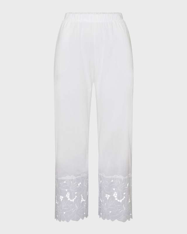 Clara Cropped Floral-Embroidered Cotton Pants