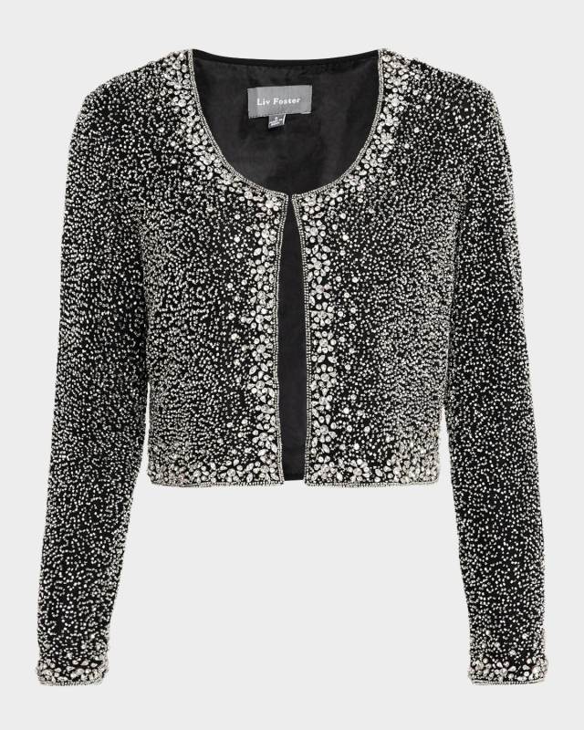 Cropped Bead and Crystal Jacket