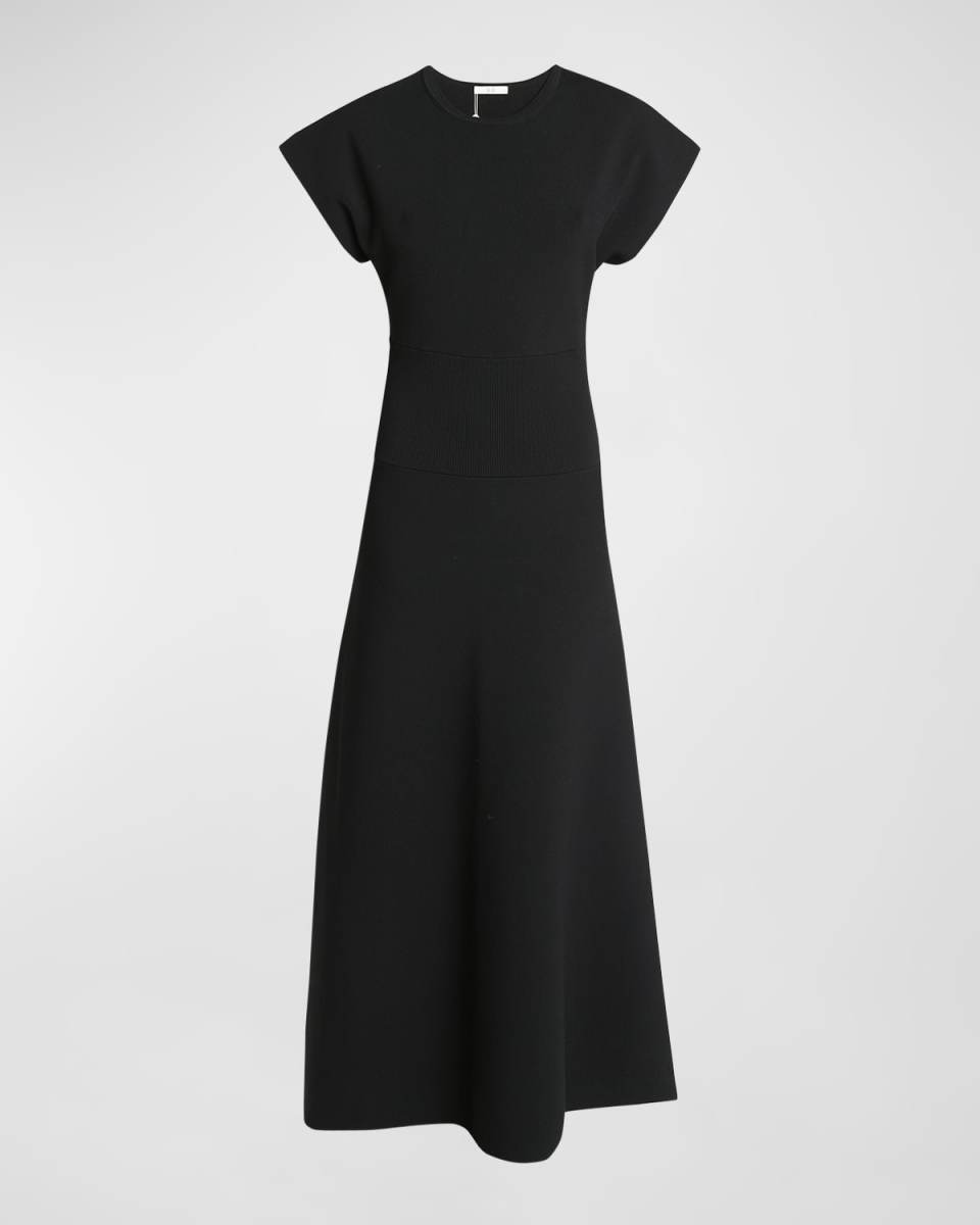 Ribbed Panel Sleeveless Maxi Dress