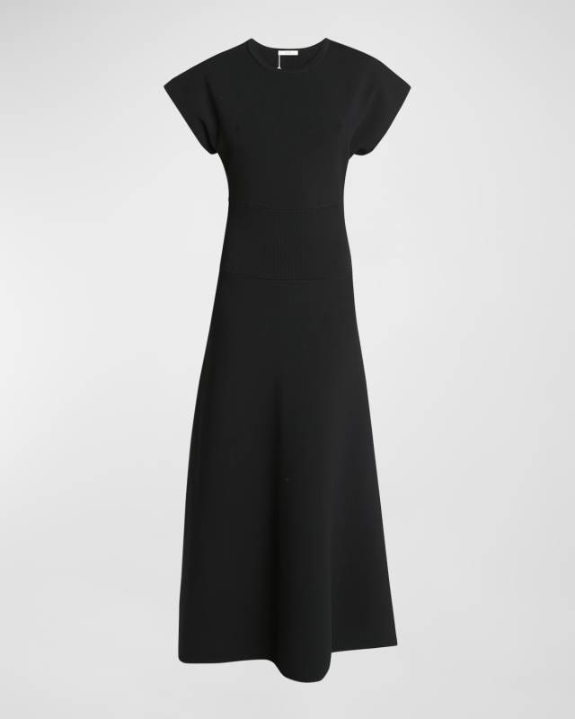 Ribbed Panel Sleeveless Maxi Dress