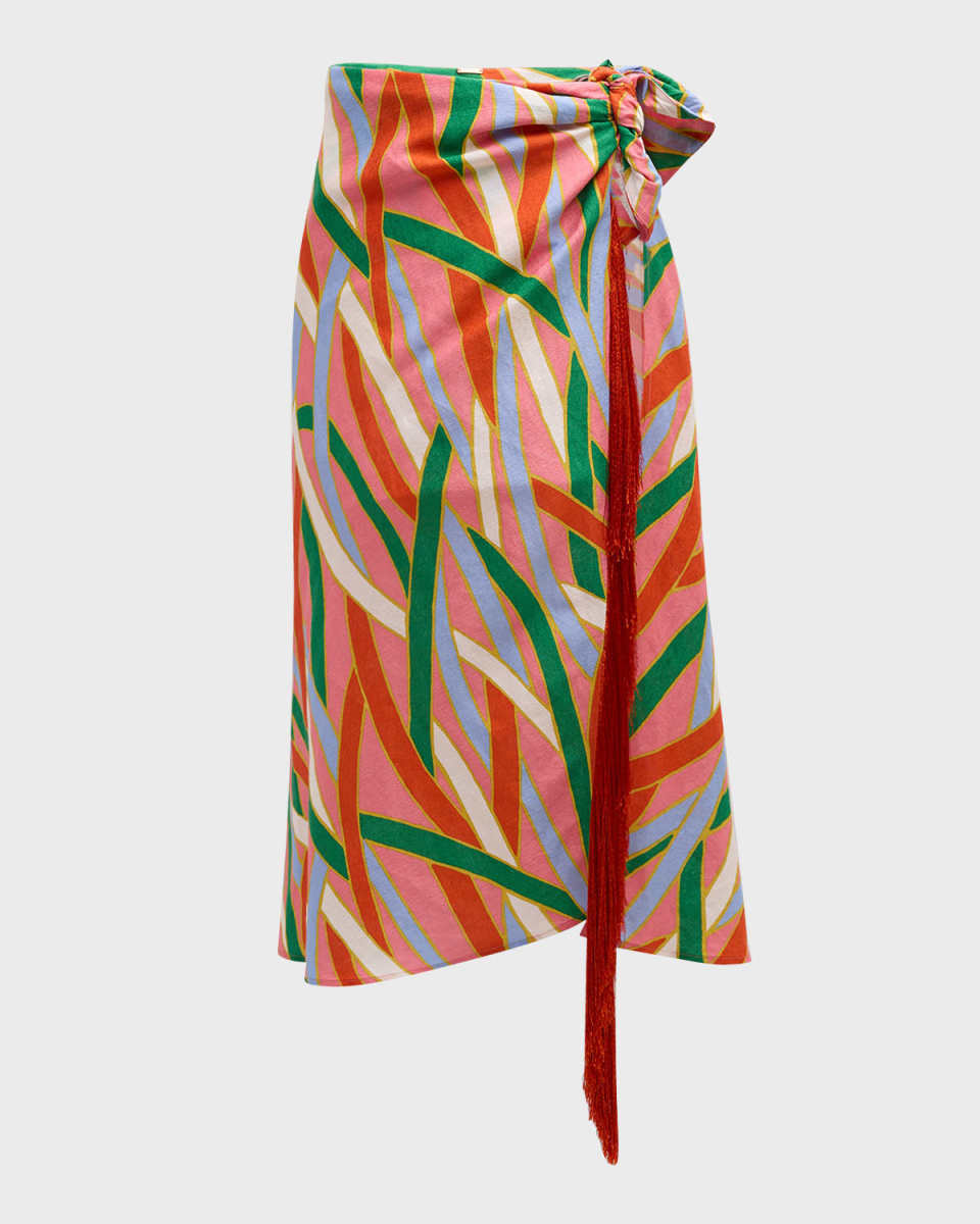 Romilly Fringe-Trim Coverup Maxi Skirt