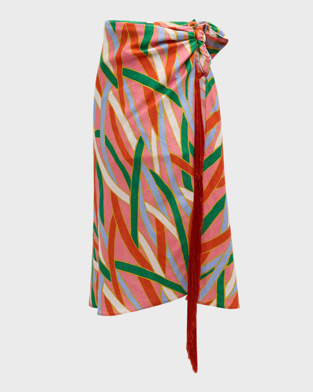 Romilly Fringe-Trim Coverup Maxi Skirt