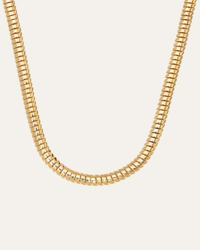 14K Yellow Gold Thin Cobra Necklace, 16"L