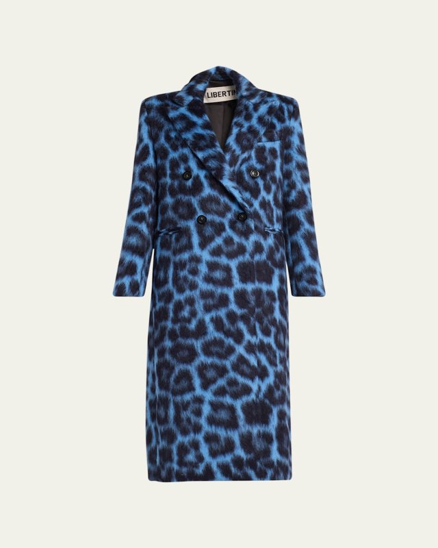 London Leopardo Wool-Blend Peacoat