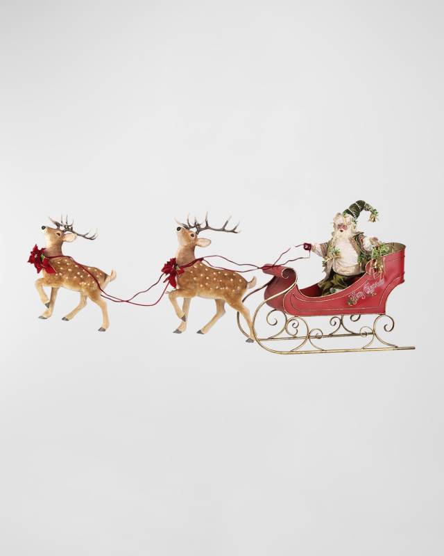 Under the Mistletoe Santa with Sleigh & Deer Christmas Decor