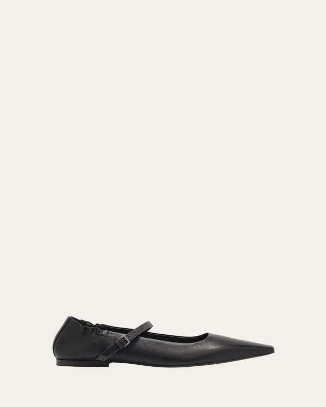 Leather Monili Mary Jane Ballerina Flats