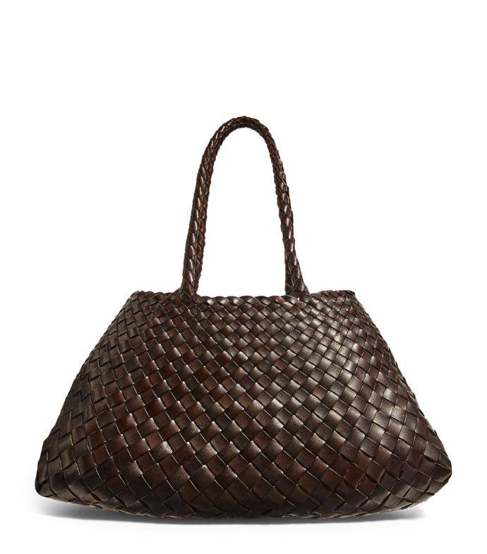 DRAGON DIFFUSION Large Leather Woven Santa Croce Tote Bag