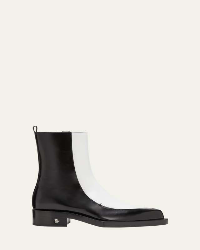 Bicolor Leather Ankle Boots