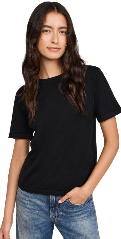 RAILS Cotton Cashmere Short Sleeve Crew Tee Black