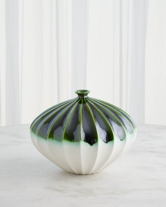 Furrow Emerald Vase, 11"