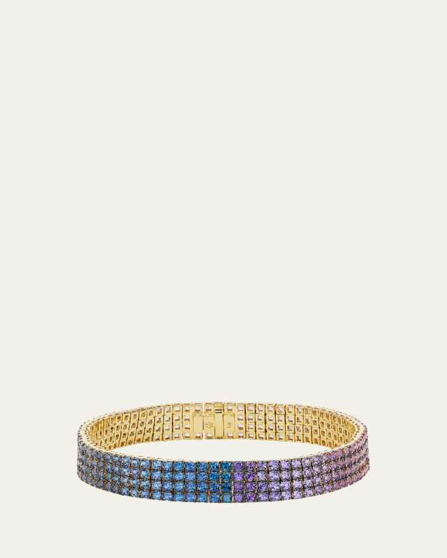 18K Rose Gold Ombre Sapphire Mesh Bracelet, 7"L