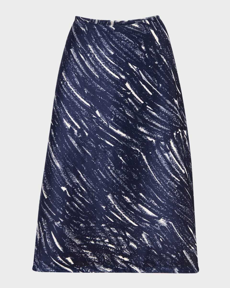 Scribble-Print A-Line Skirt