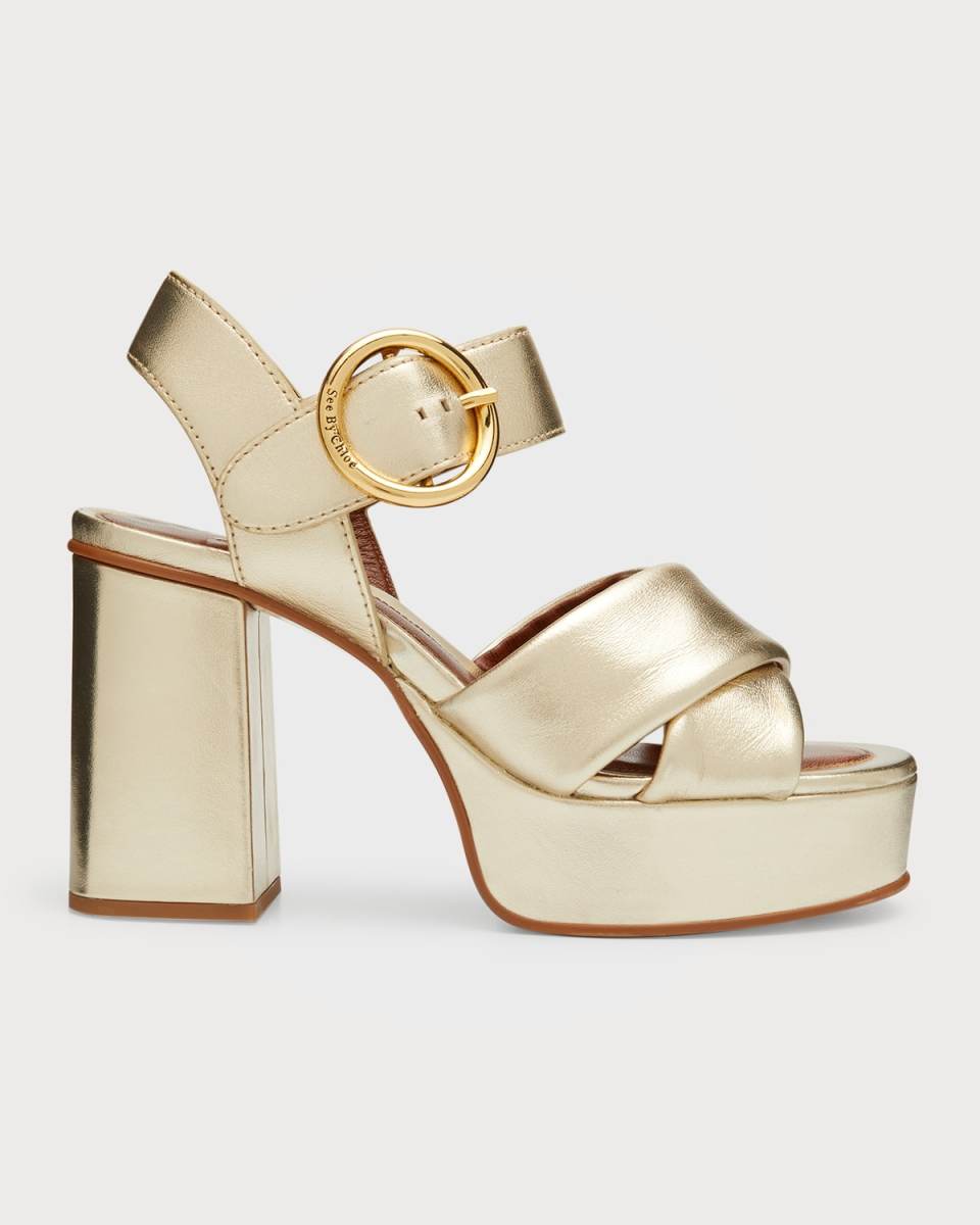 Lyna Metallic Crisscross Platform Sandals