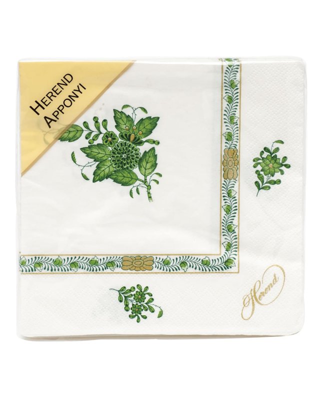 Chinese Bouquet Green Paper Napkins, Set of 20