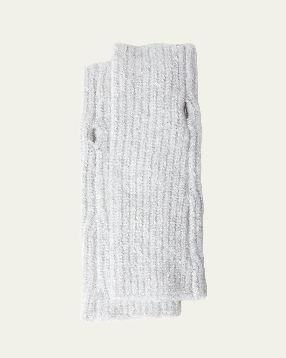 Amalia Sequin Ribbed Wool-Blend Gloves