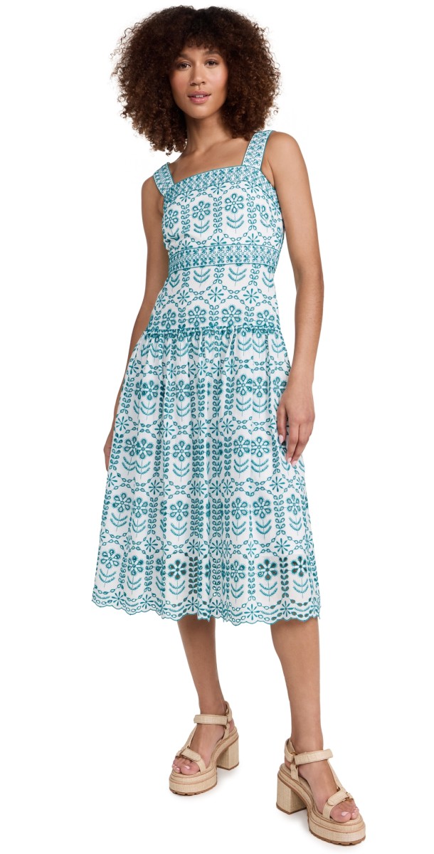 Shoshanna Mirabella Dress Optic White/Ocean