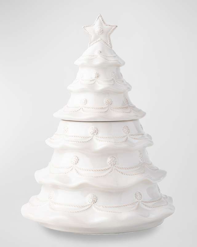 Berry & Thread Christmas Tree Cookie Jar with Lid - Whitewash