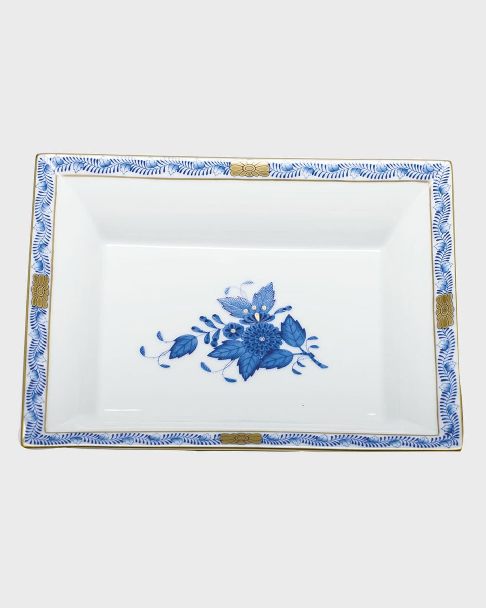 Chinese Bouquet Blue Jewelry Tray