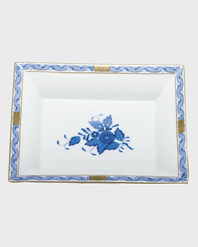 Chinese Bouquet Blue Jewelry Tray