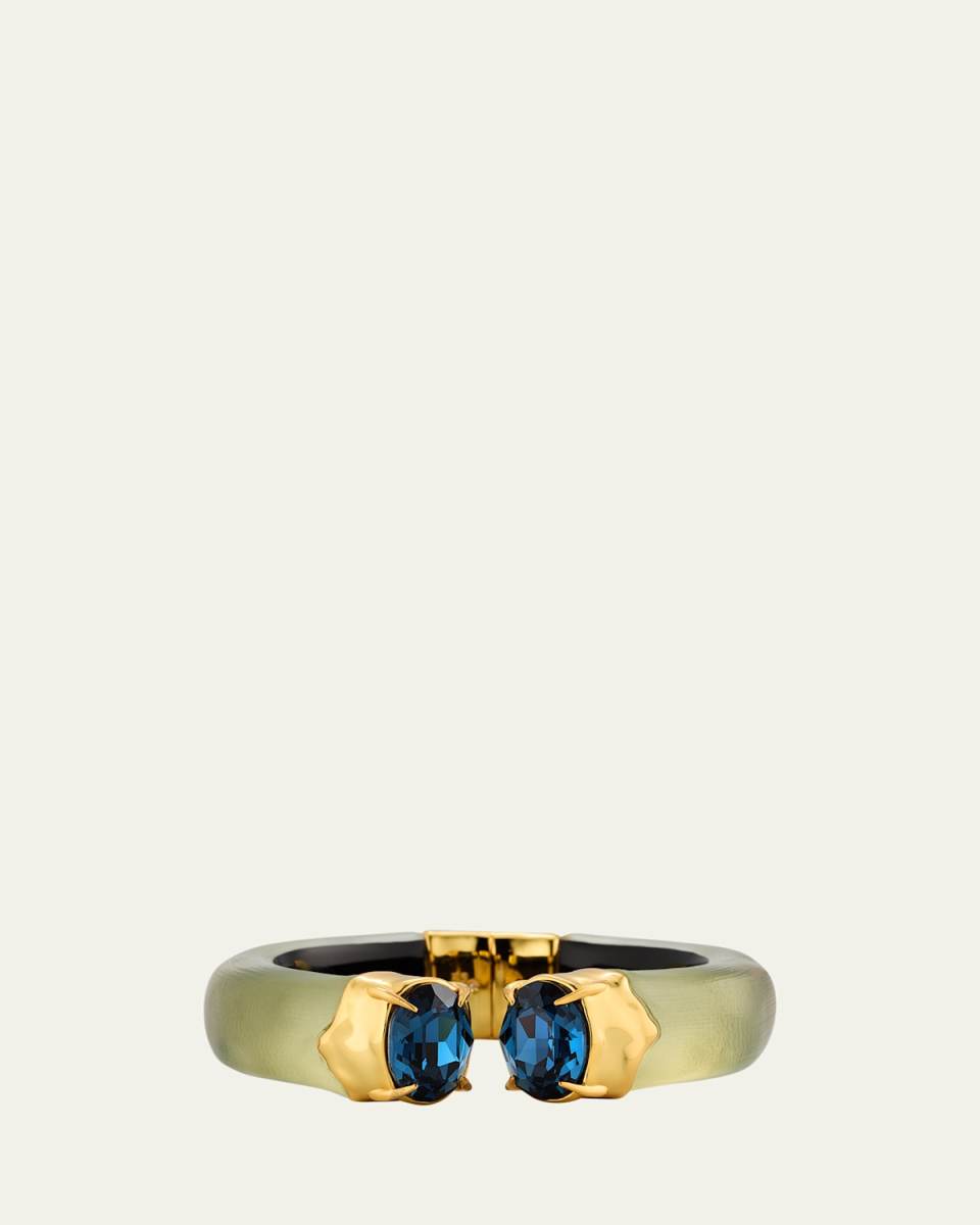Bonbon Crystal Lucite Hinge Bracelet, Sage