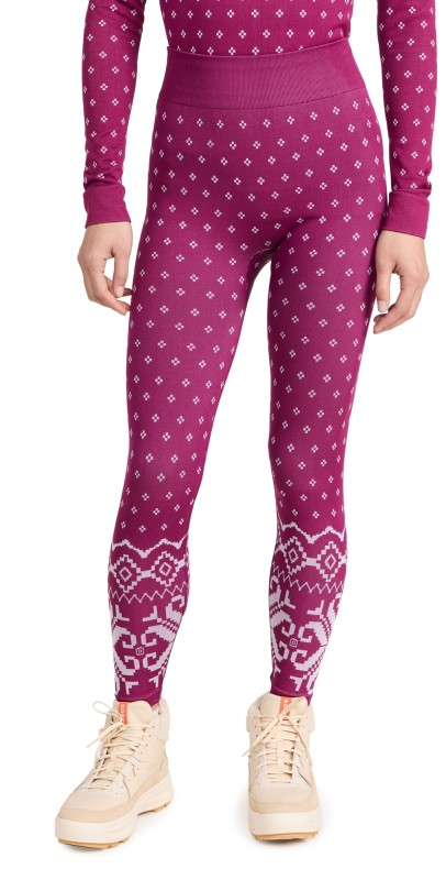 Sweaty Betty Modal Fair Isle Base Layer Leggings Amaranth Pink