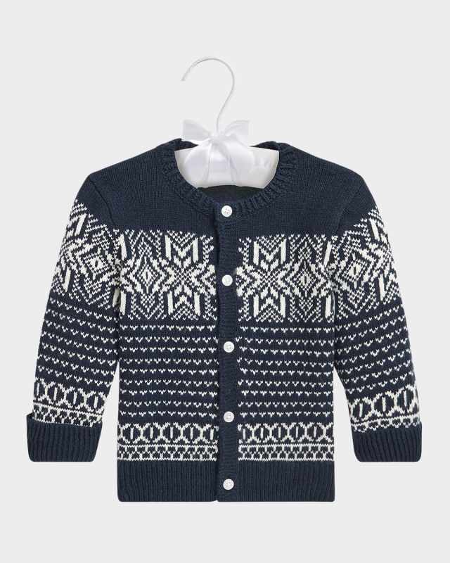 Girl's Snowflake Intarsia Cardigan, Size 3M-24