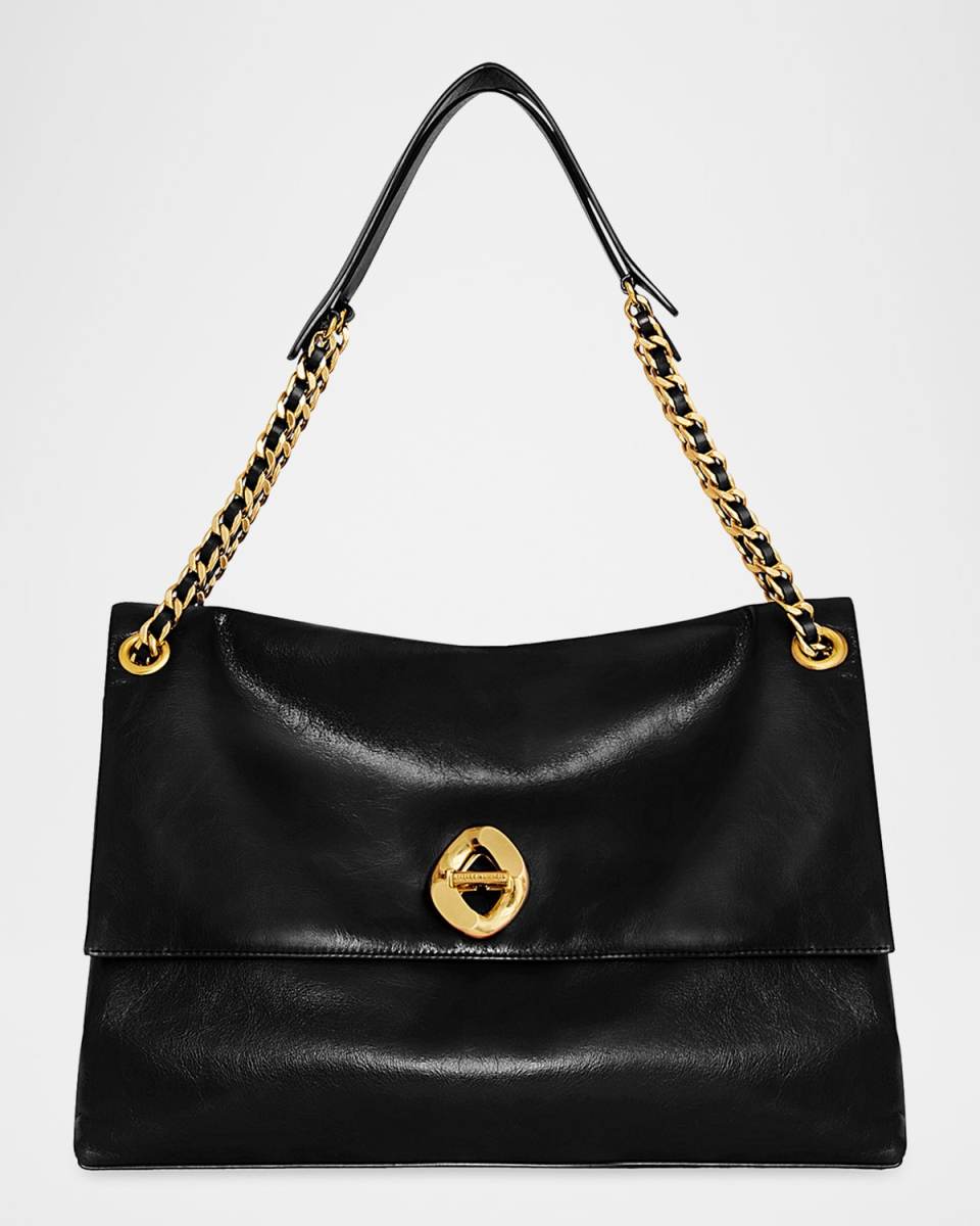 Large Flap Leather Shoulder Bag