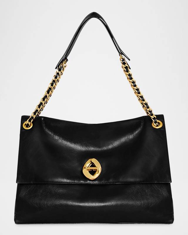 Large Flap Leather Shoulder Bag
