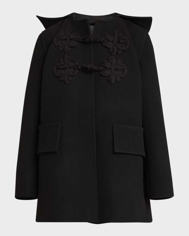 Montgomery Alamari Embroidered Wool Coat With Detachable Hood