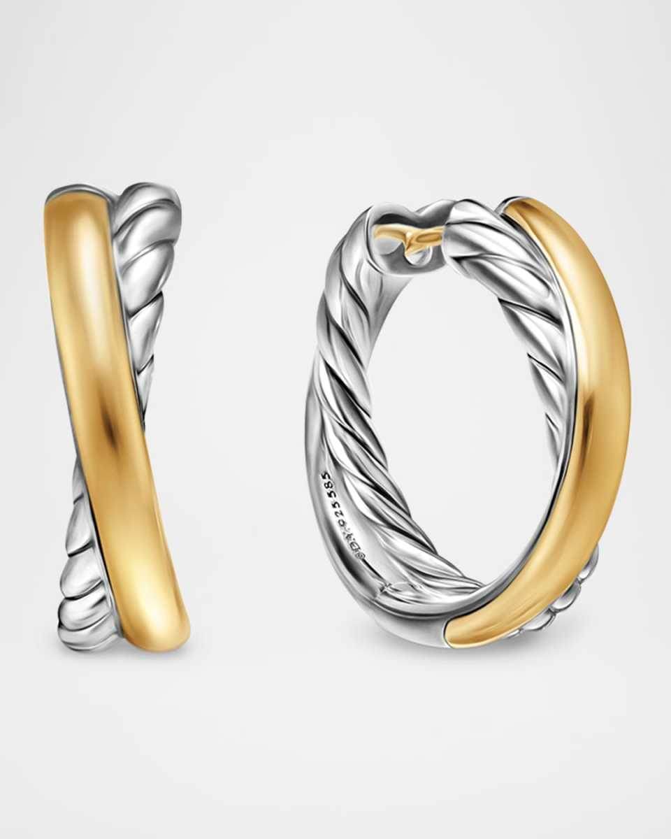 7mm DY Crossover Hoop Earrings in Silver