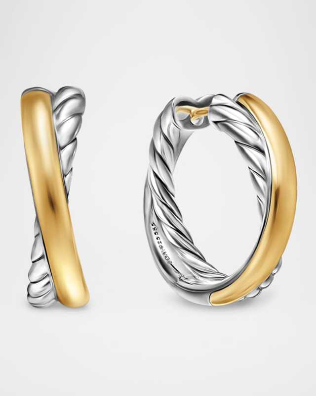7mm DY Crossover Hoop Earrings in Silver