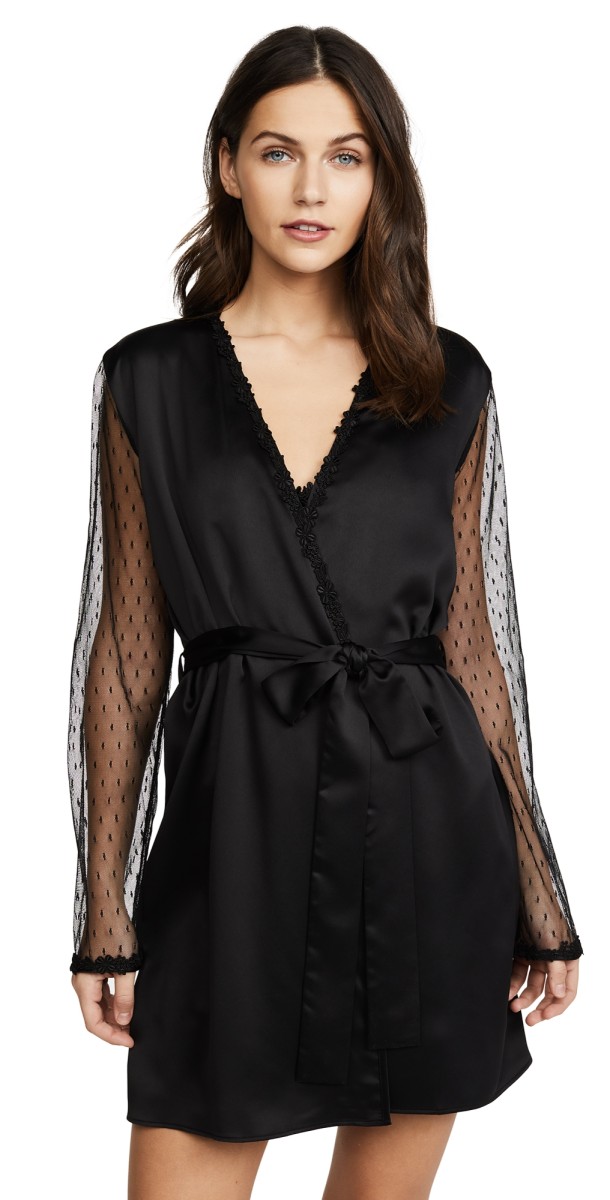 Flora Nikrooz Showstopper Charmeuse Robe With Lace Ivory