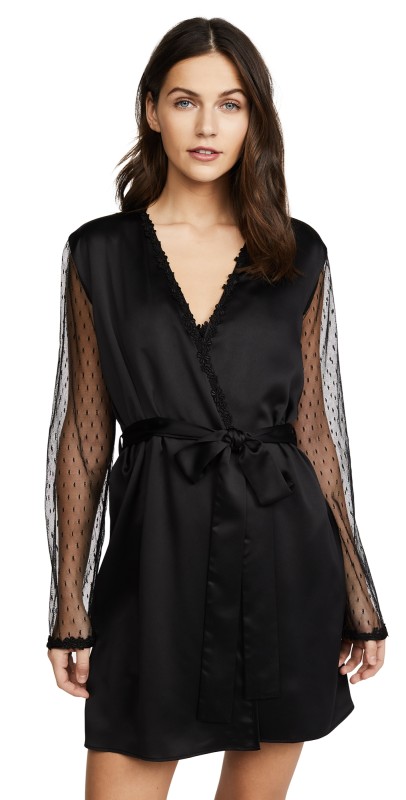Flora Nikrooz Showstopper Charmeuse Robe With Lace Ivory