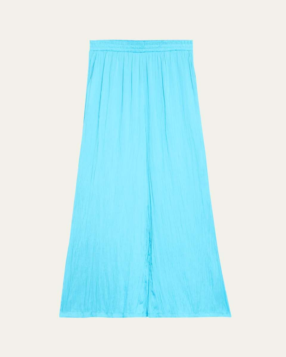Lillian Crinkled Satin Wide-Leg Pants