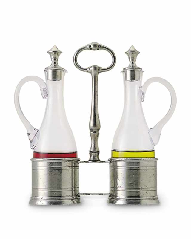 Oil and Vinegar Set with Pewter Tops