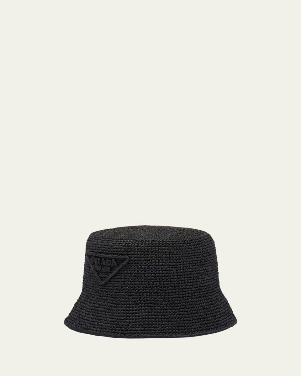 Triangle Logo Straw Bucket Hat