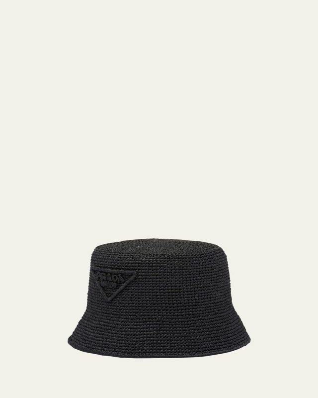 Triangle Logo Straw Bucket Hat
