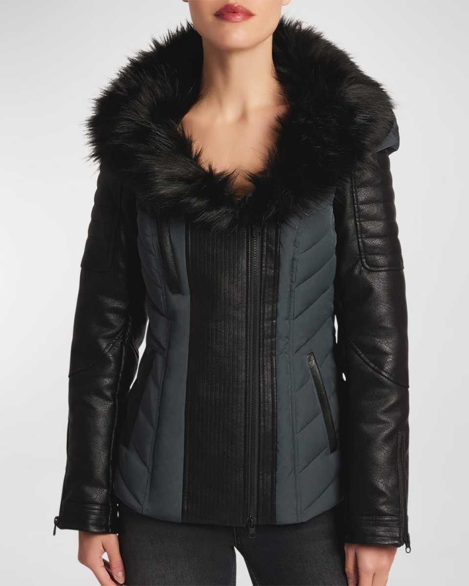 Sophia Hooded Moto Puffer Jacket