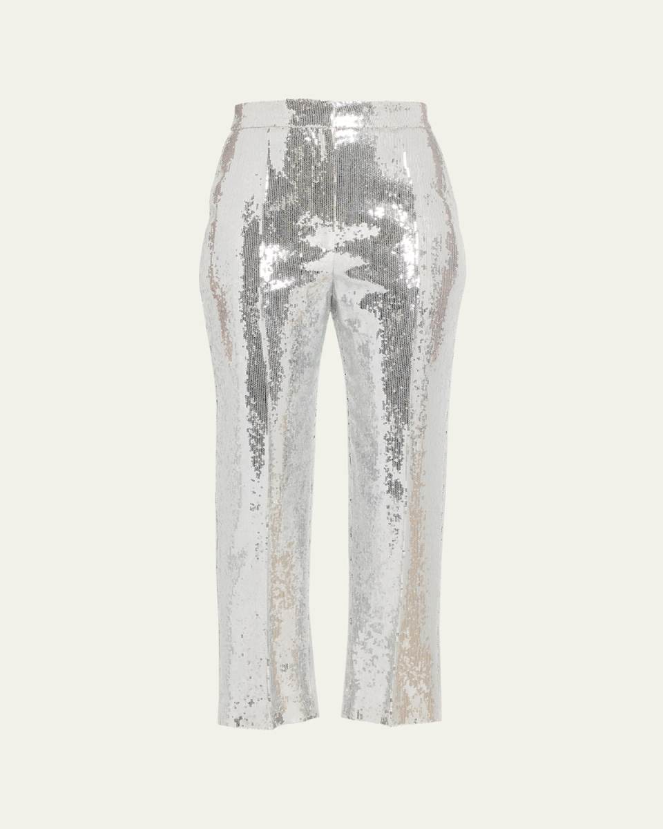Sequin Straight-Leg Trousers